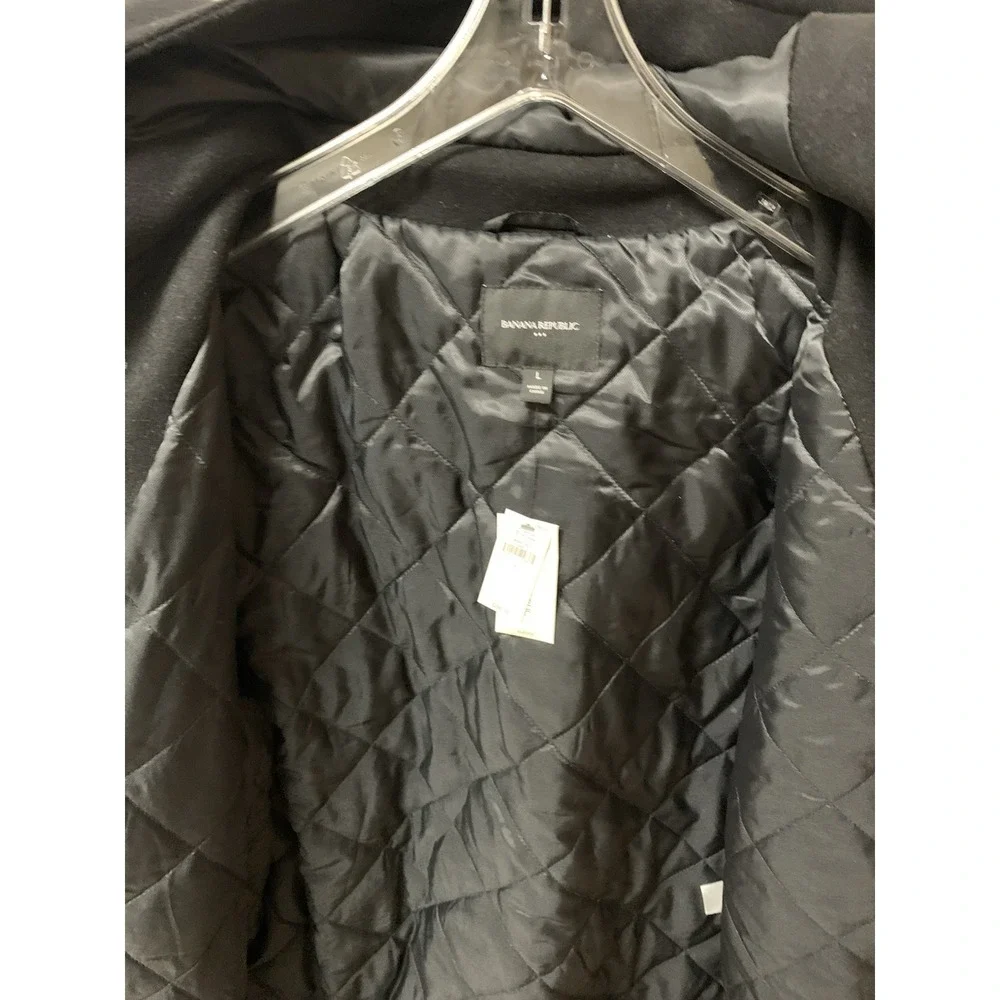 Banana Republic Large Men's Loop Button Jacket $280 Black Wool Winter‎ Coat
